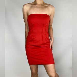 TRINA TURK Strapless Pleated Mini‎ Dress Party Special Occasion Red Work